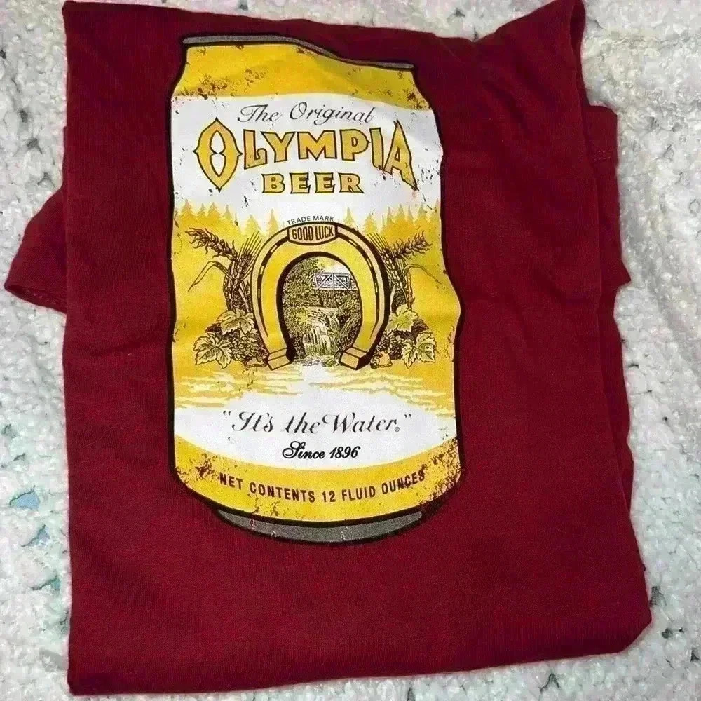 Kurt Cobain Olympia Beer Graphic Short Sleeve Tee - Red size XL
